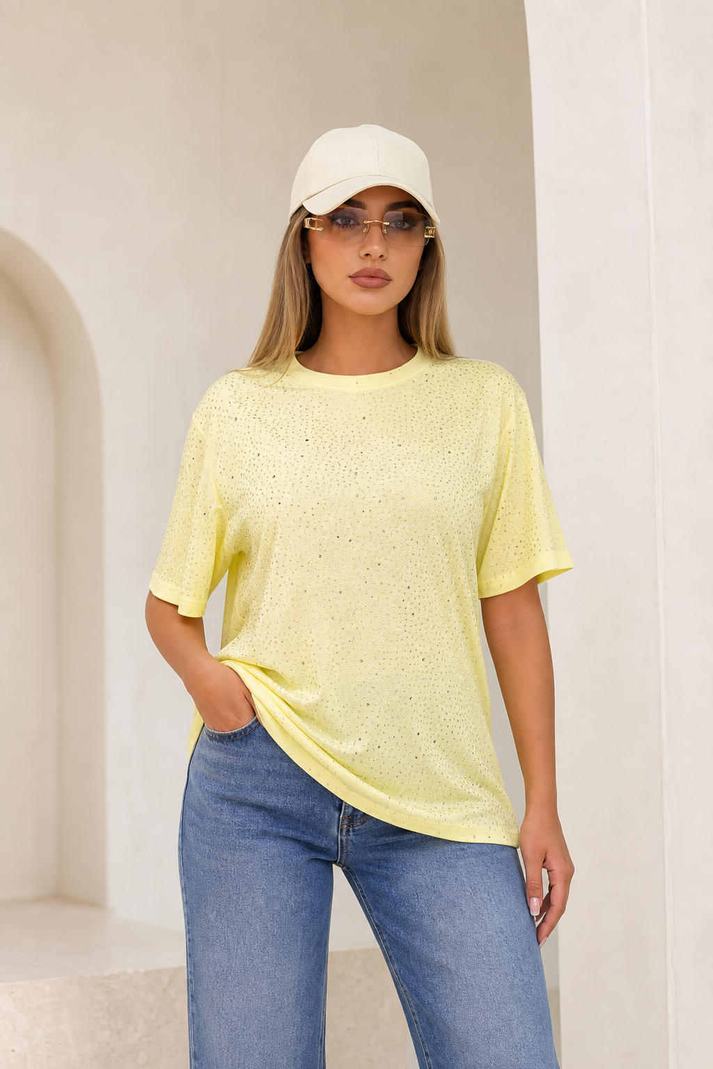 T-shirt Oversize con Dettagli Luminosi
