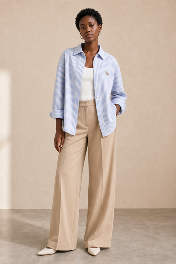 Camicia oversize a righe con ricamo decorativo