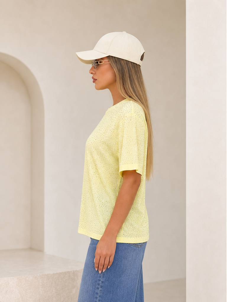 T-shirt Oversize con Dettagli Luminosi