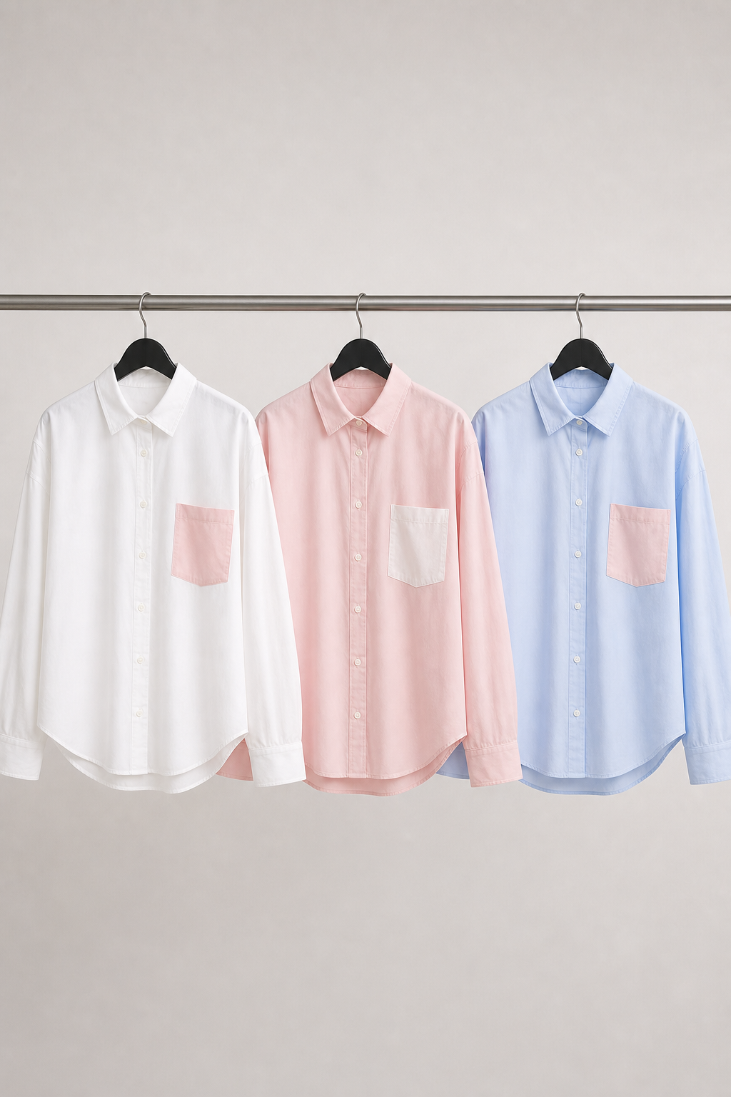 Camicia oversize con taschino a contrasto