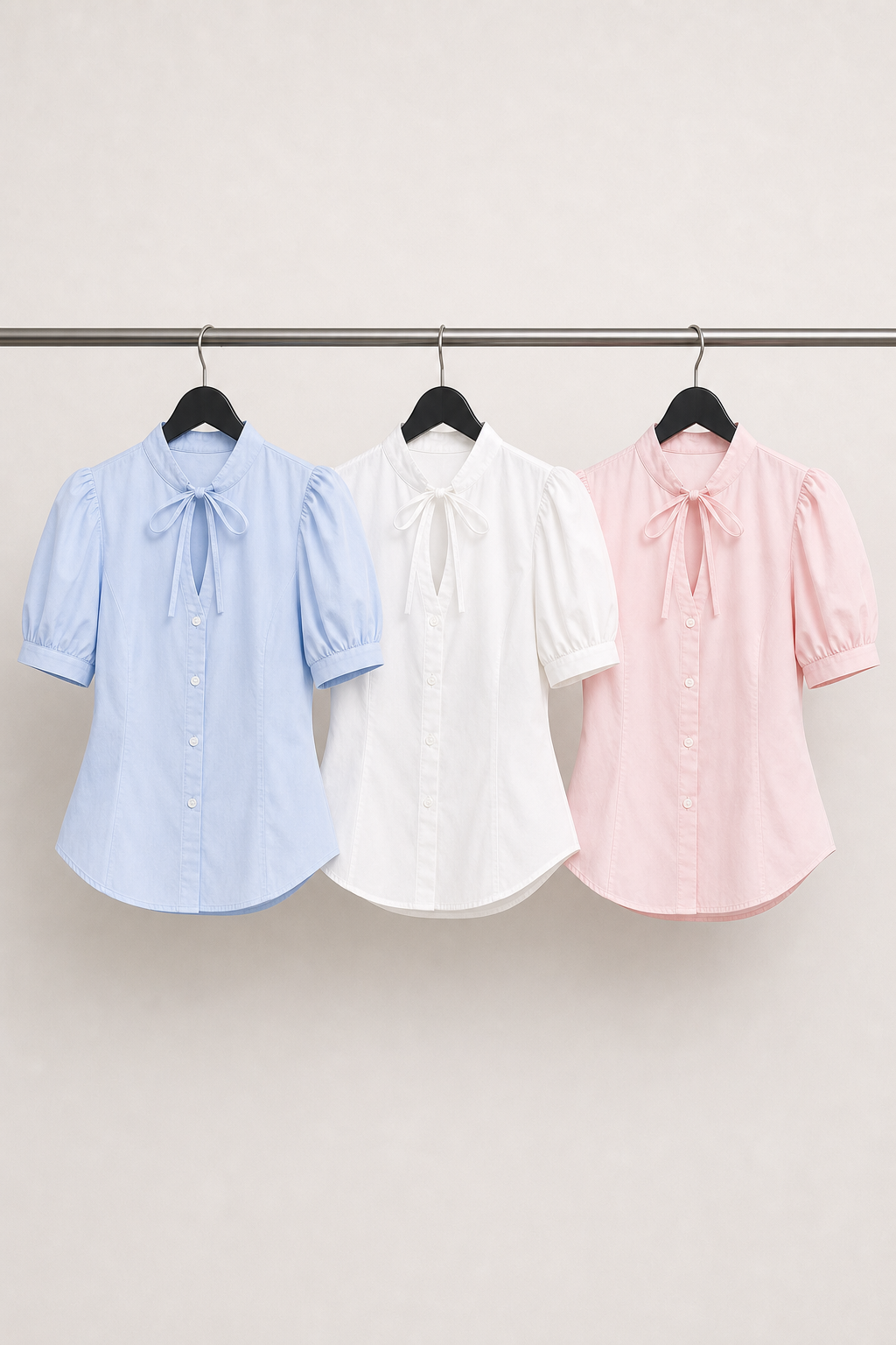 Camicia con fiocco e maniche a palloncino