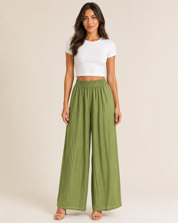 Pantalone Palazzo con Vita Elasticizzata