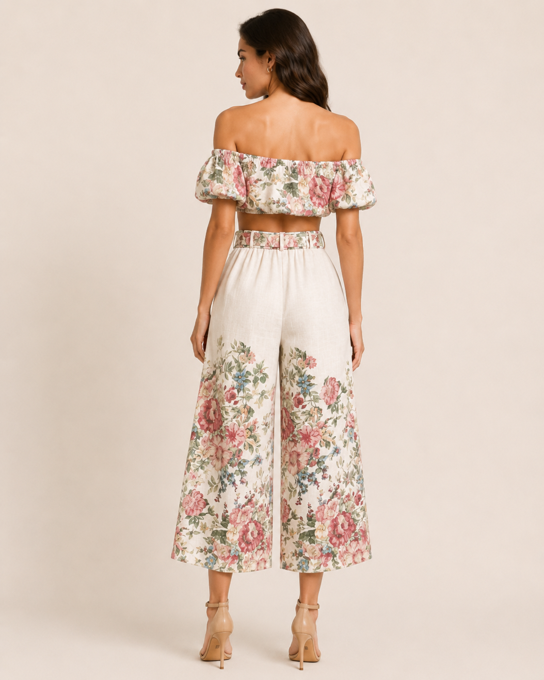 Completo Floreale con Top Bardot e Pantalone Culotte