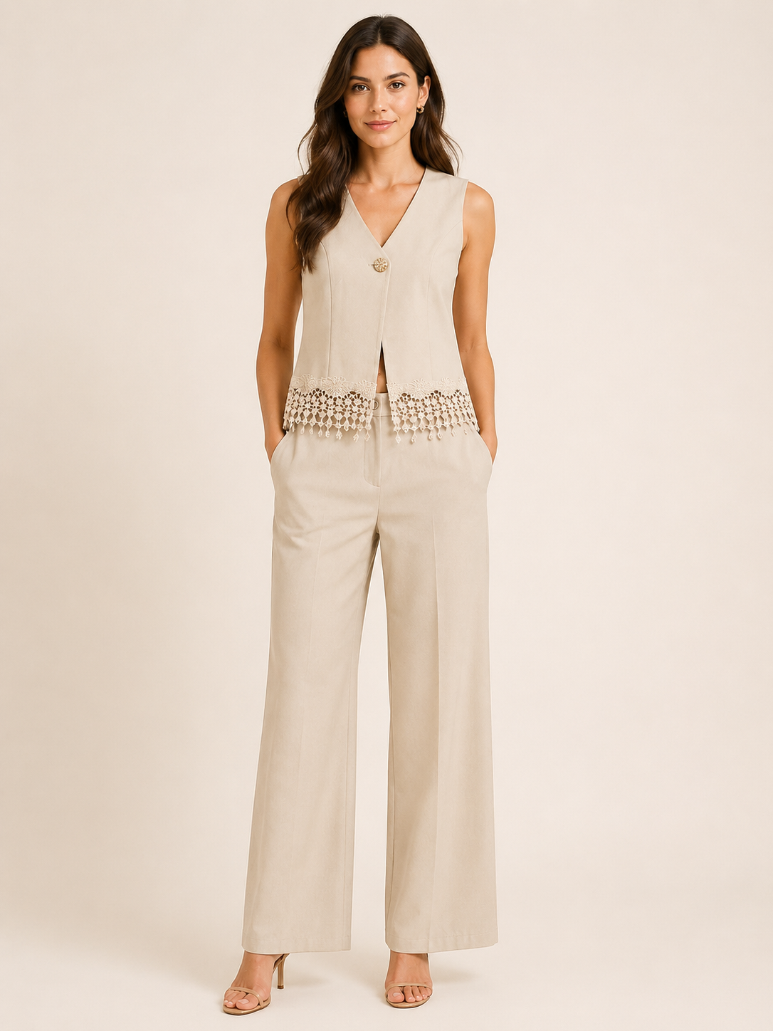 Completo con Gilet Smanicato e Pantalone Palazzo