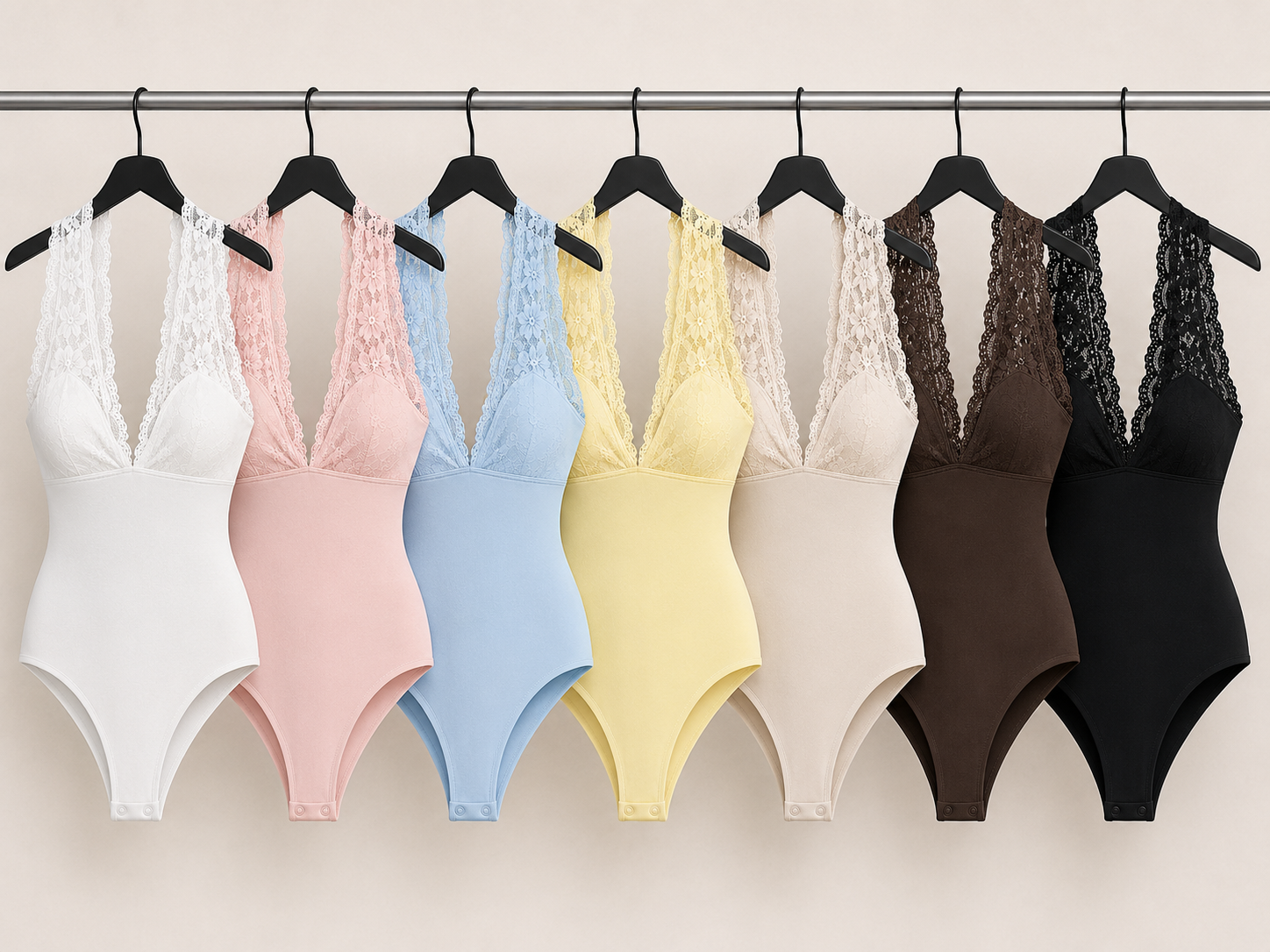 Body halter in pizzo con scollo profondo
