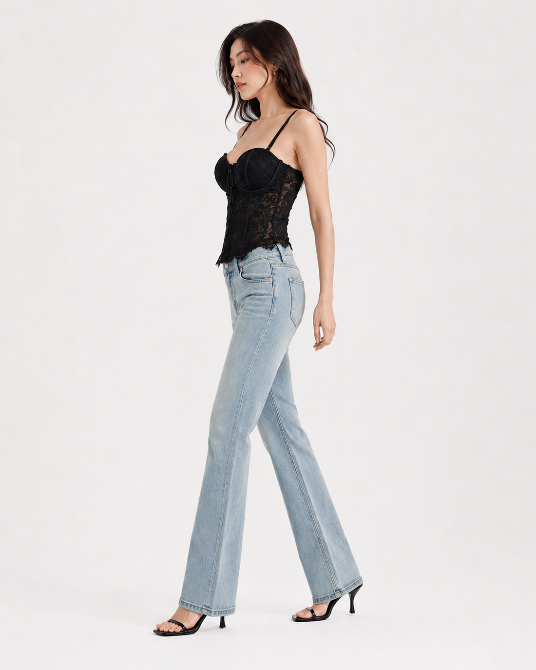 Top Bustier in Pizzo con Coppe Strutturate