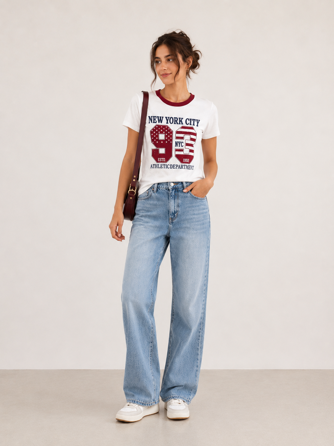 T-shirt College con Stampa New York