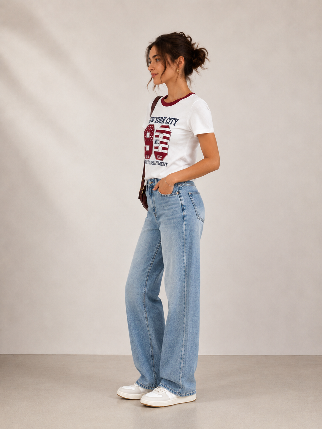T-shirt College con Stampa New York