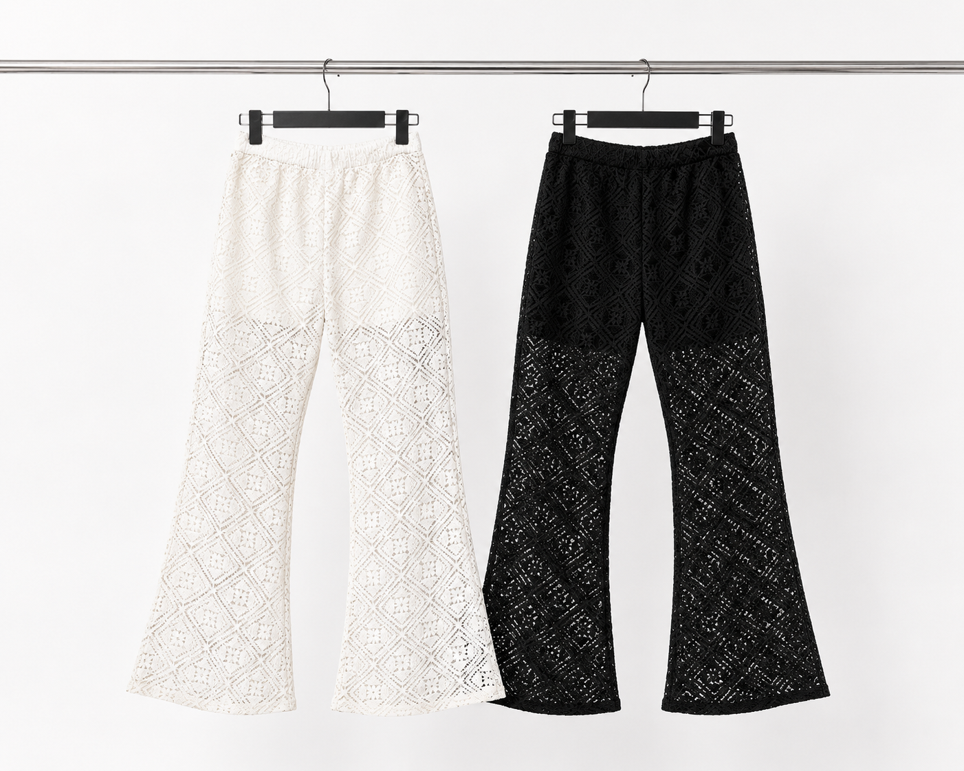 Pantalone Flare in Pizzo Traforato