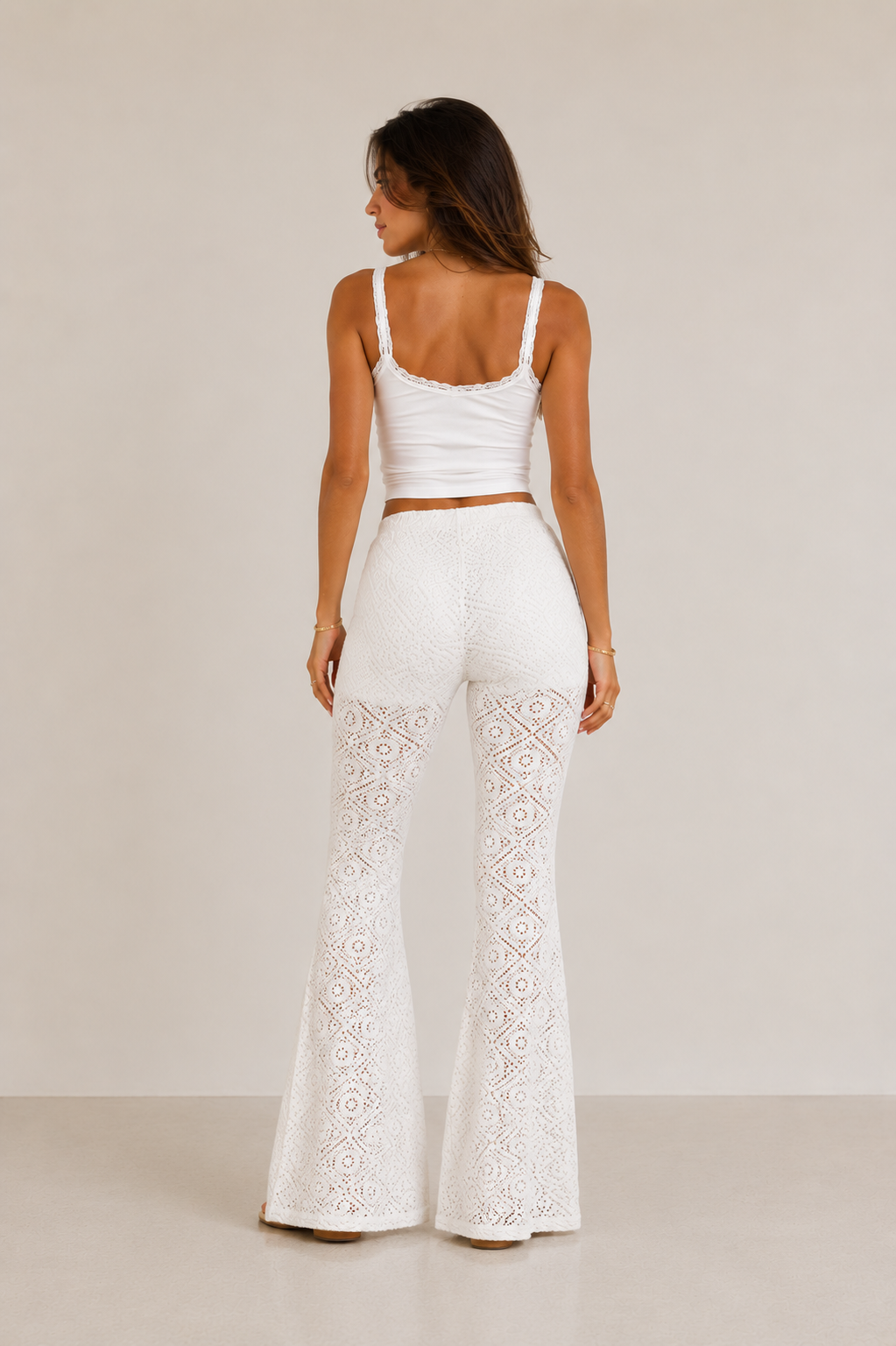 Pantalone Flare in Pizzo Traforato