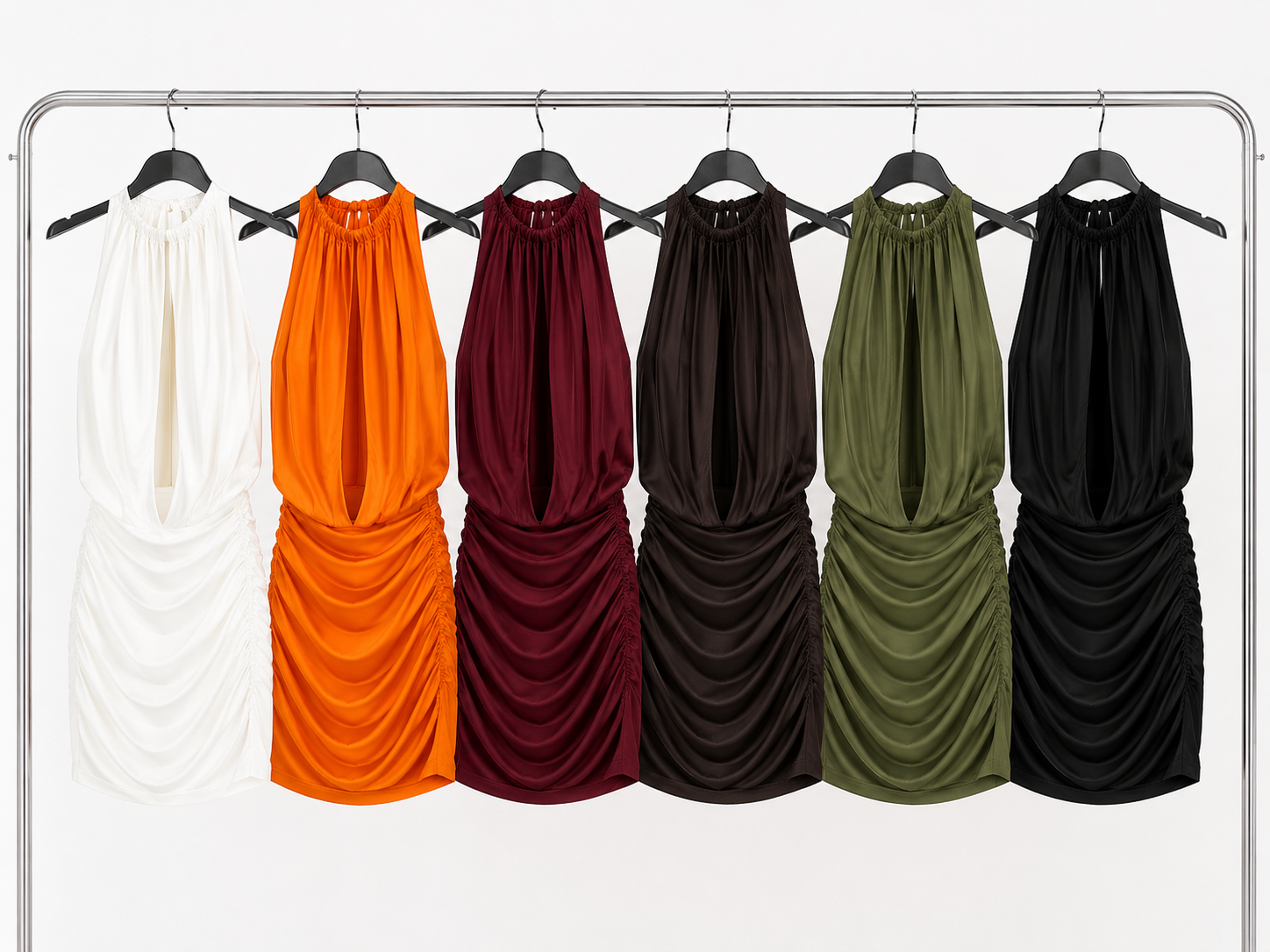 Abito Mini Drappeggiato con Scollo Halter