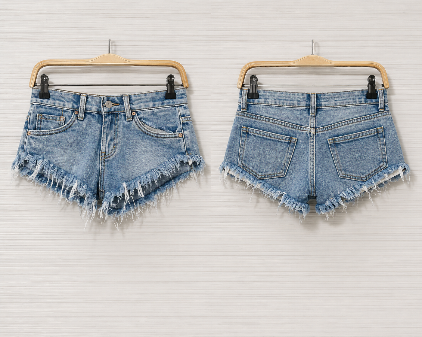 Shorts in Denim con Orlo Sfrangiato