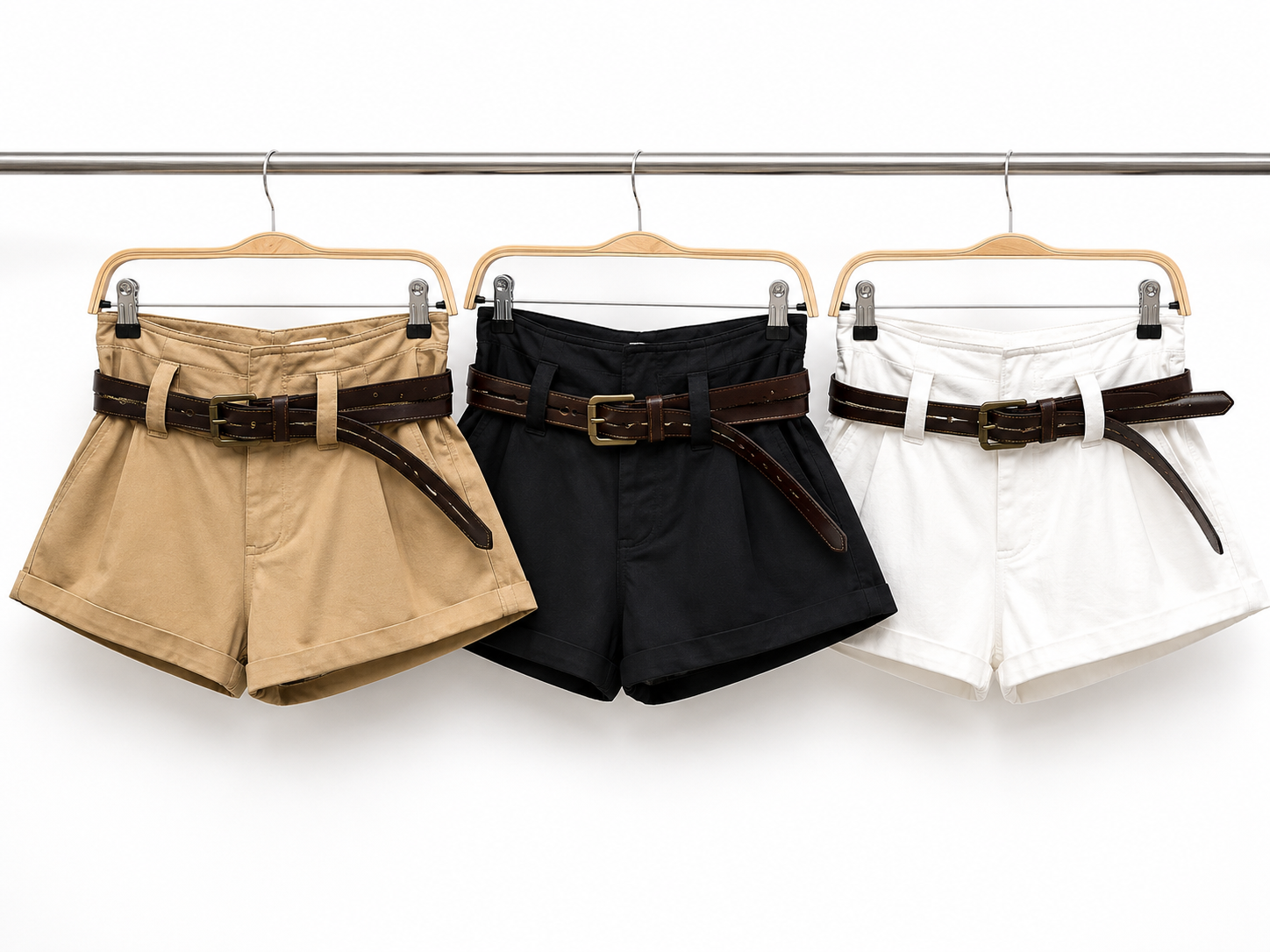 Shorts Cargo a Vita Alta con Cintura