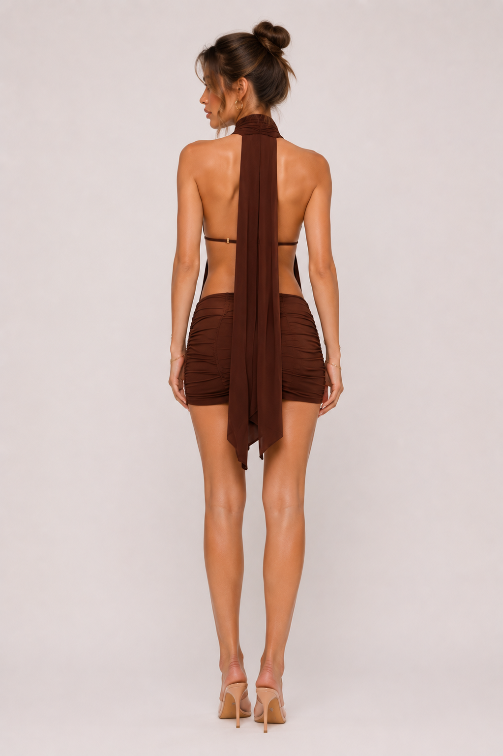 Completo Halter Drappeggiato con Gonna Mini