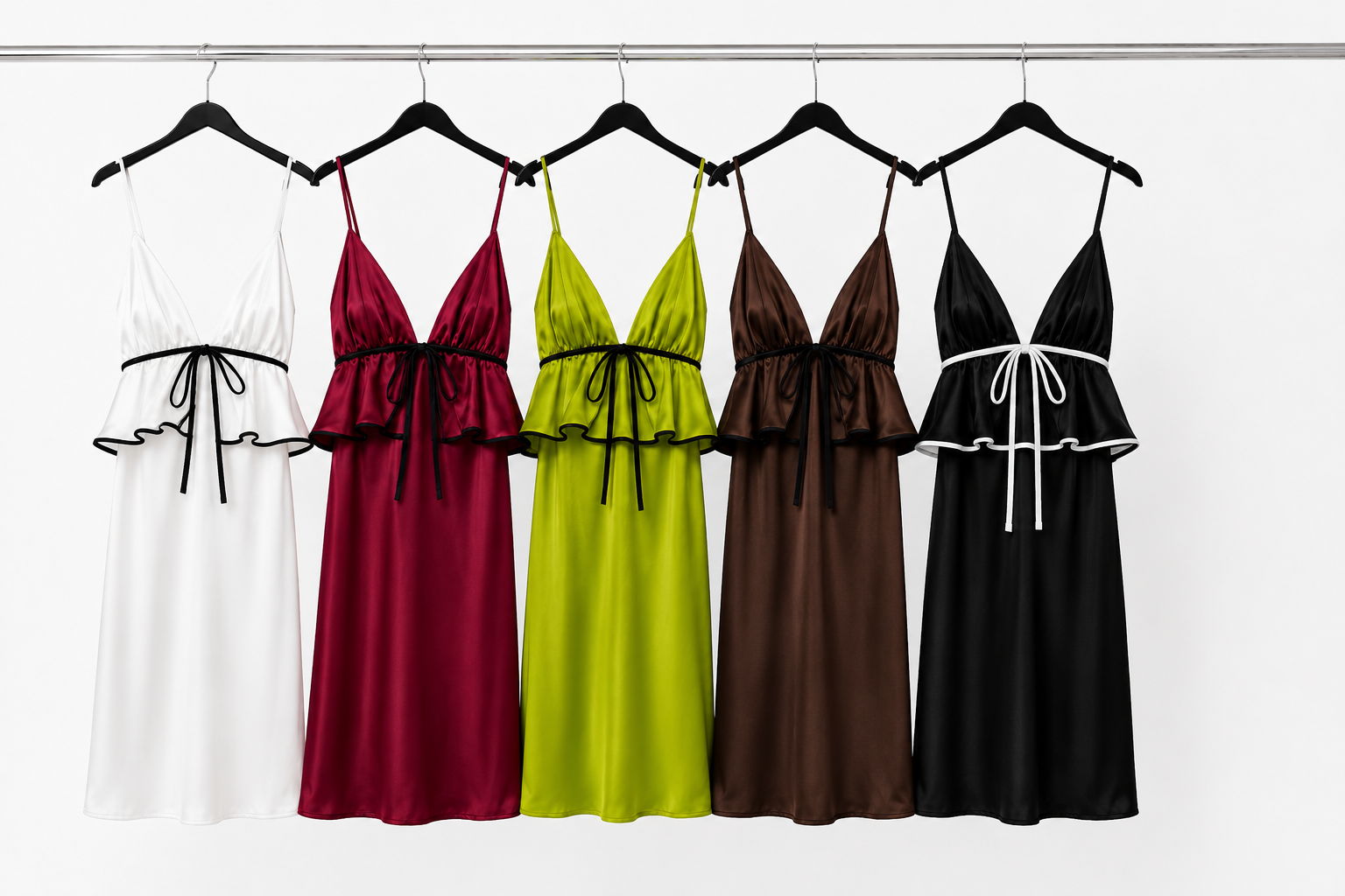 Abito Mini Satin con Volant e Scollo Halter