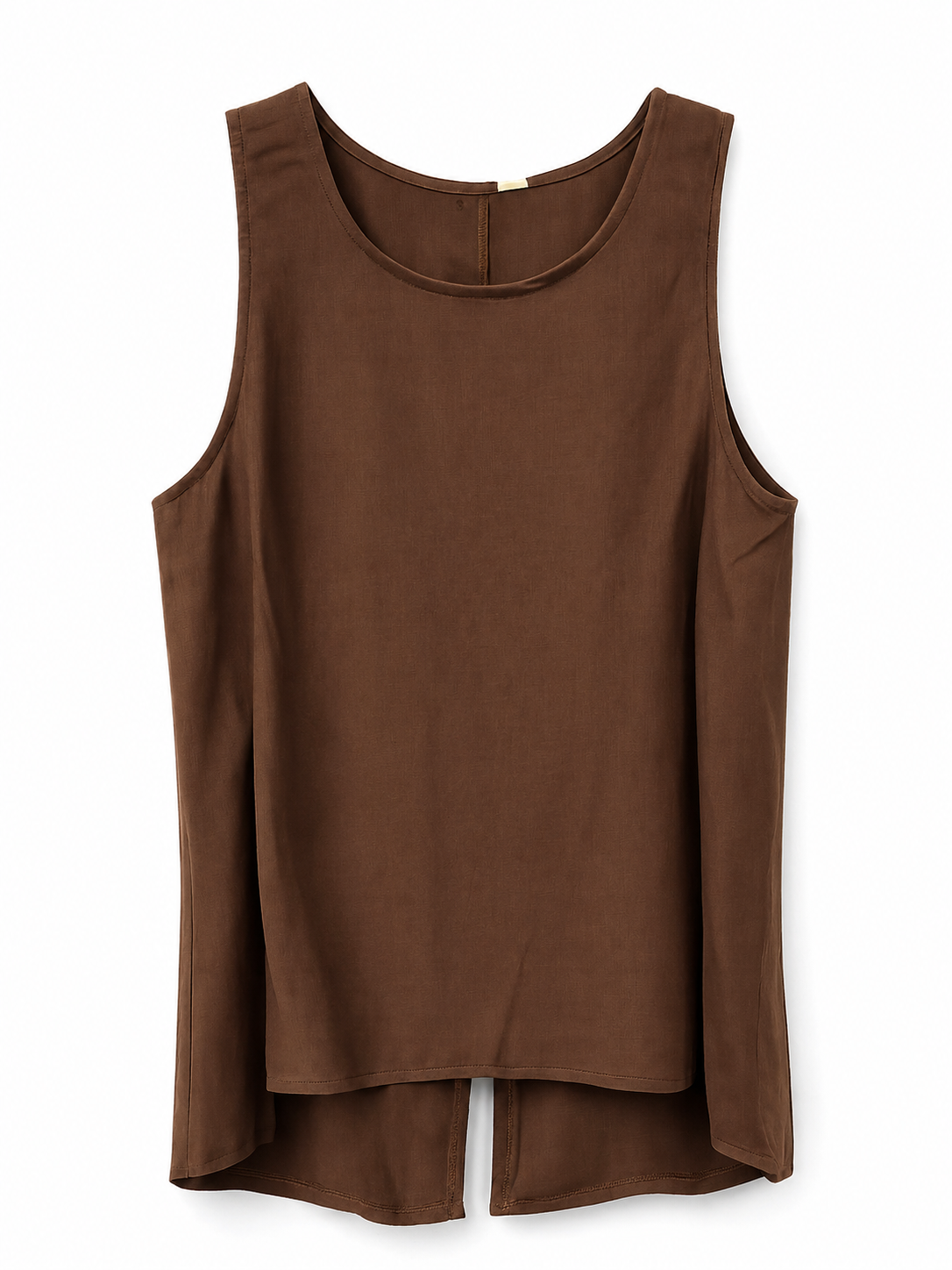 Top smanicato in lino con bottoni sul retro