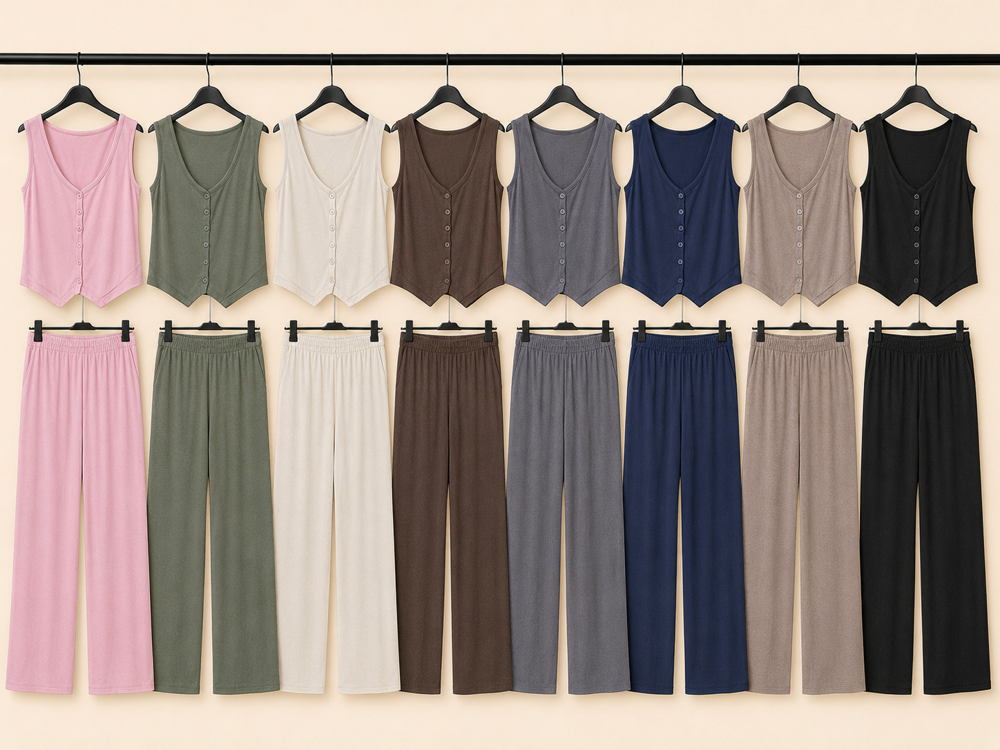 Completo Morbido con Top Smanicato e Pantalone Palazzo