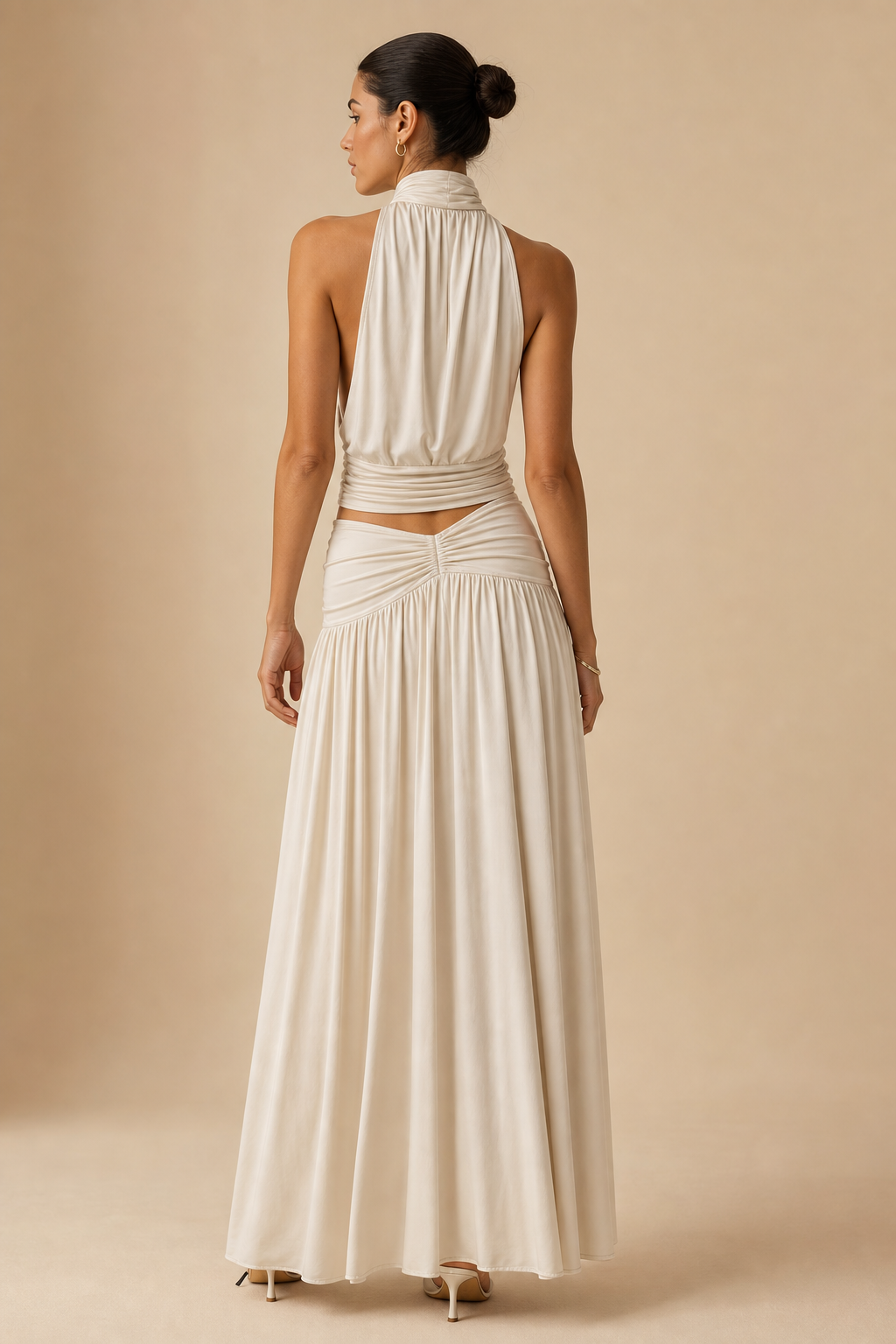 Completo Halter con Top Drappeggiato e Gonna Lunga