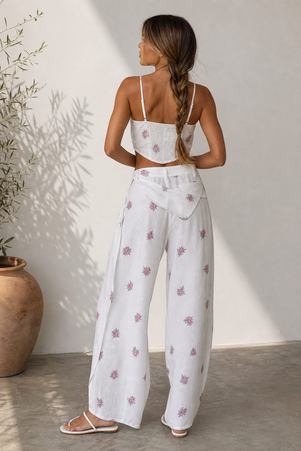 Completo Ricamato con Top Corsetto e Pantalone Palazzo