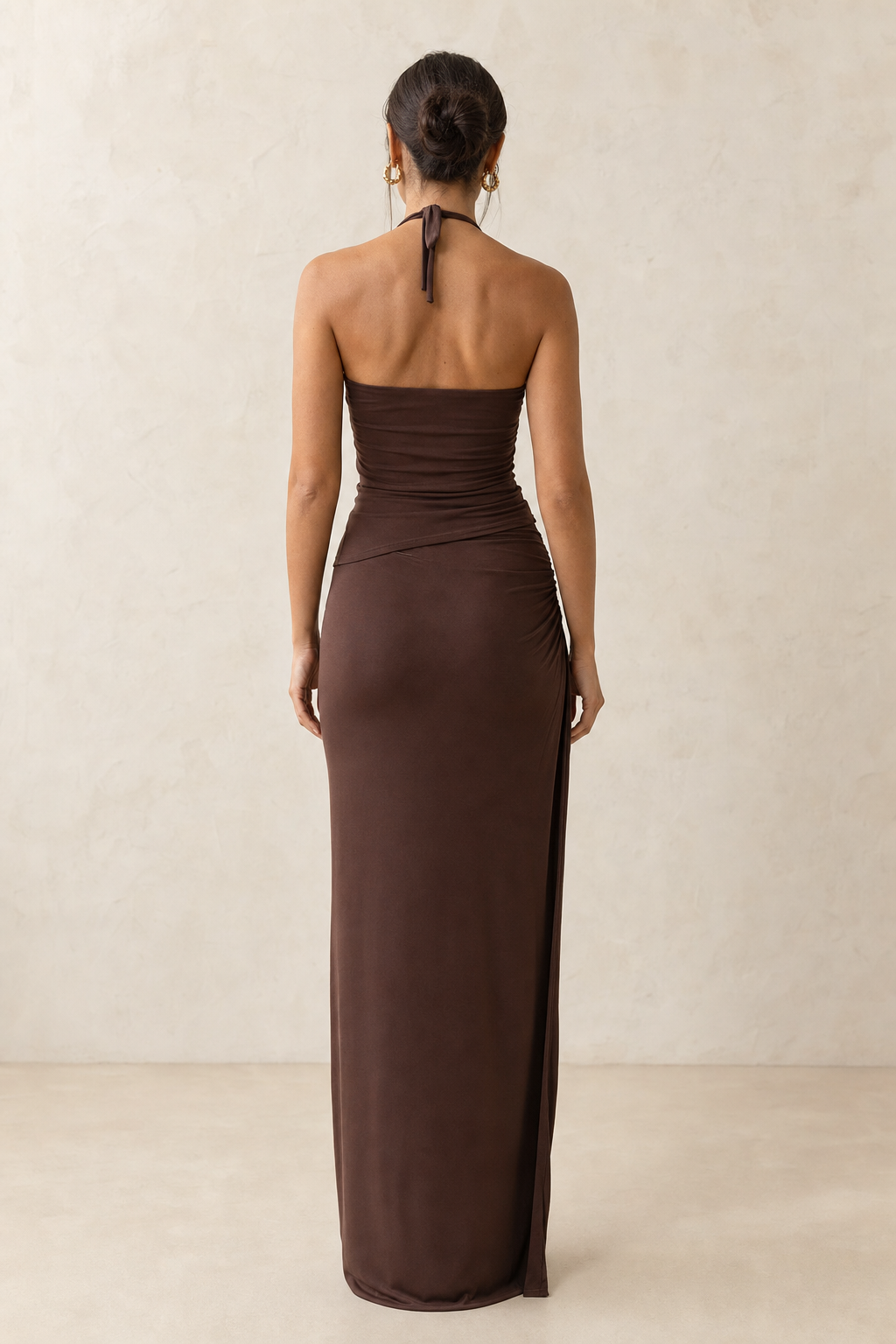 Completo Drappeggiato con Top Halter e Gonna Lunga