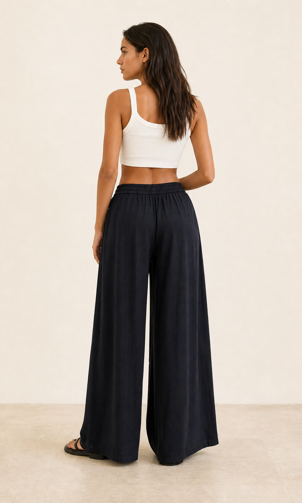 Pantaloni Palazzo Morbidi con Vita Elasticizzata