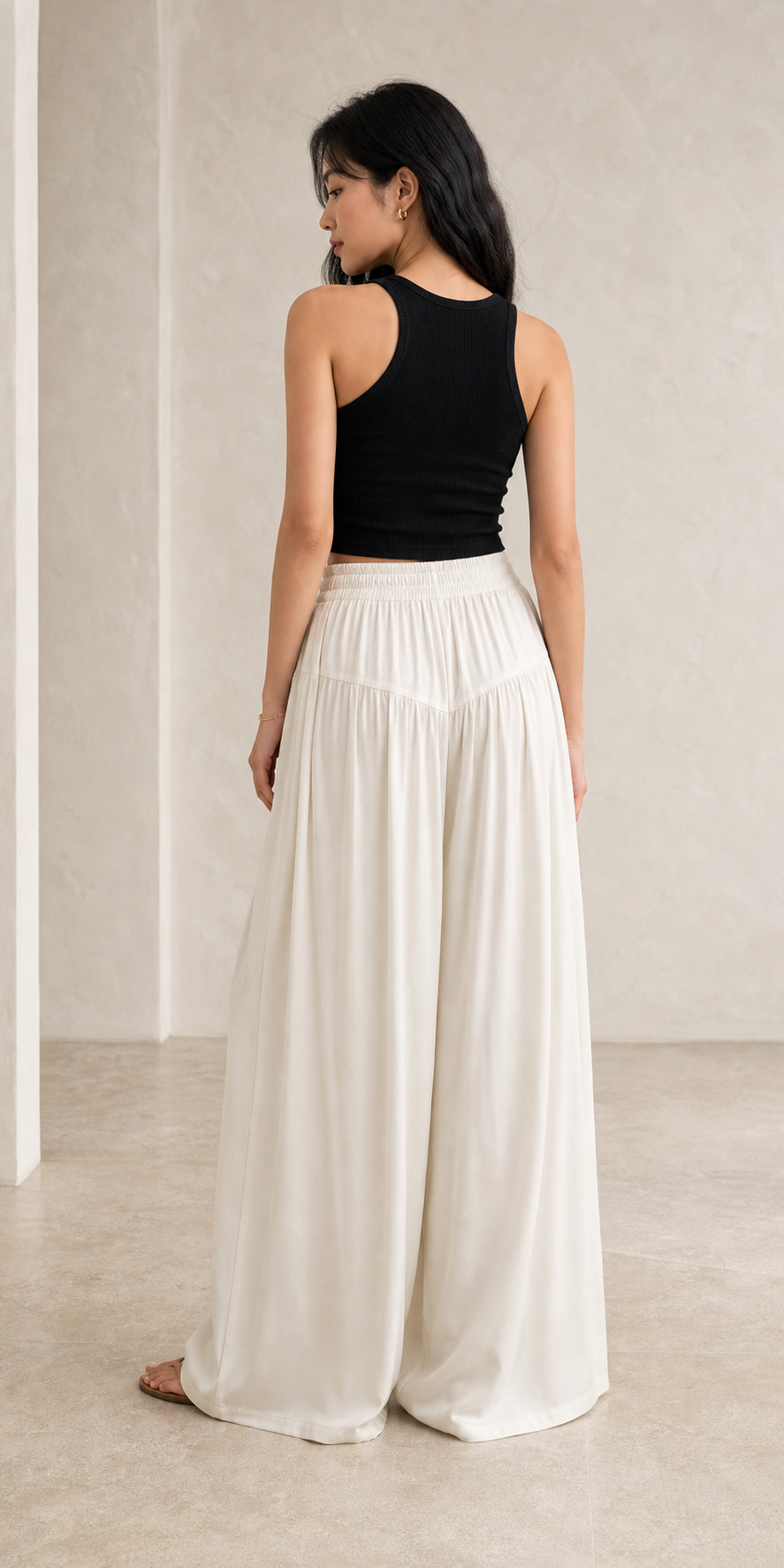 Pantaloni Palazzo Morbidi con Vita Elasticizzata
