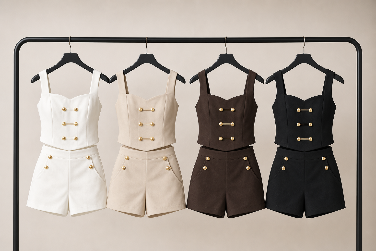Completo Elegante con Top Strutturato e Shorts