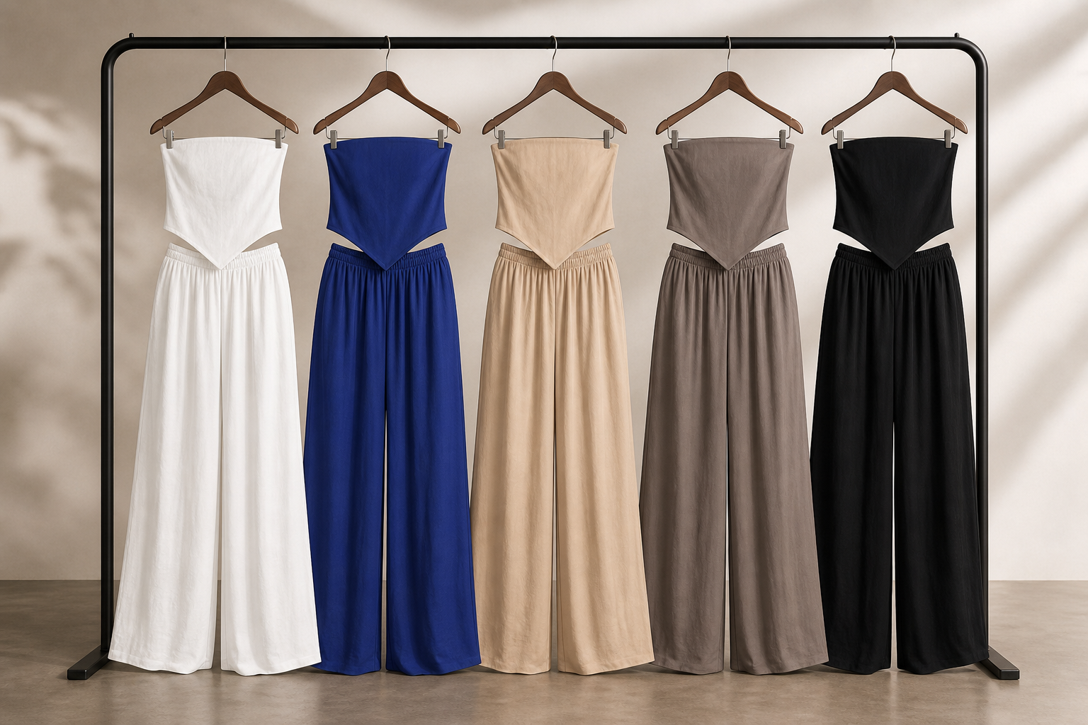 Completo con Top Fascia Asimmetrico e Pantalone Palazzo