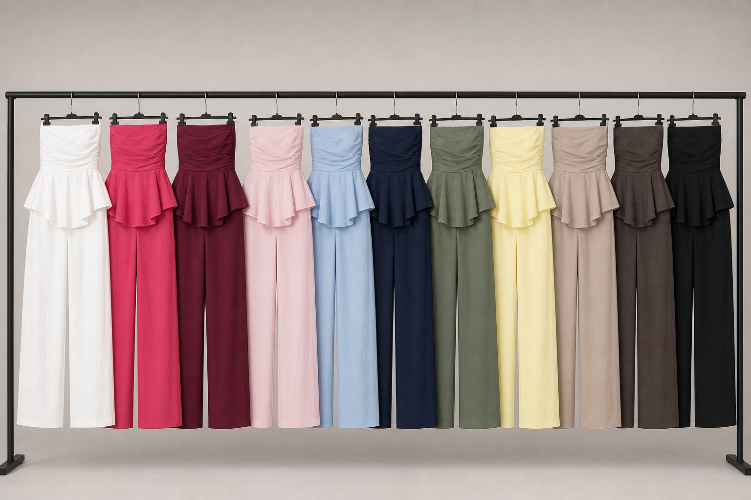 Completo Elegante con Top Peplum e Pantalone Palazzo