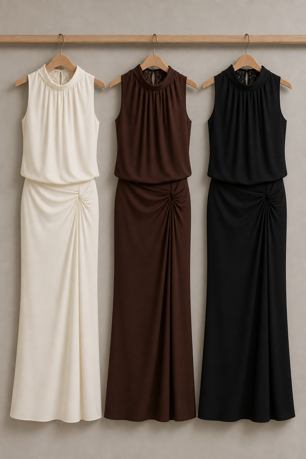 Completo Drappeggiato con Top Collo Alto e Gonna Lunga