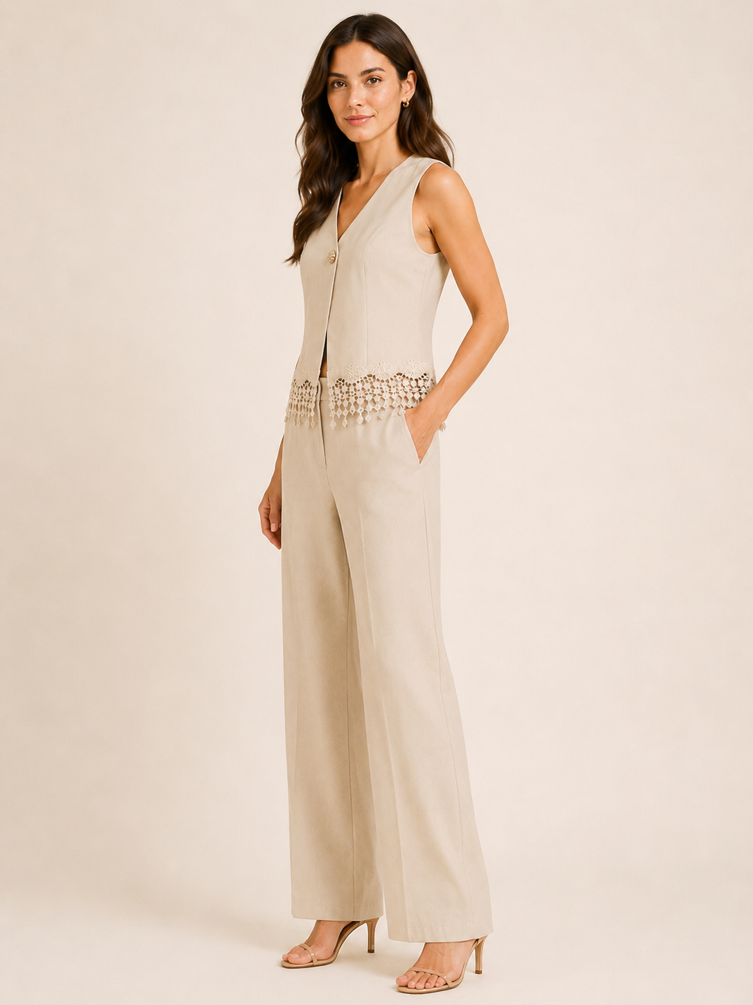 Completo con Gilet Smanicato e Pantalone Palazzo
