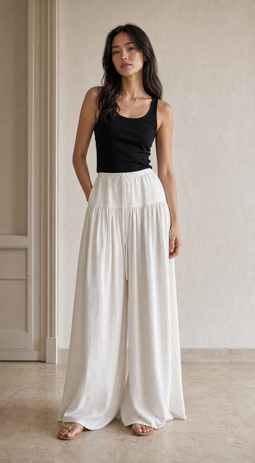 Pantaloni Palazzo Morbidi con Vita Elasticizzata