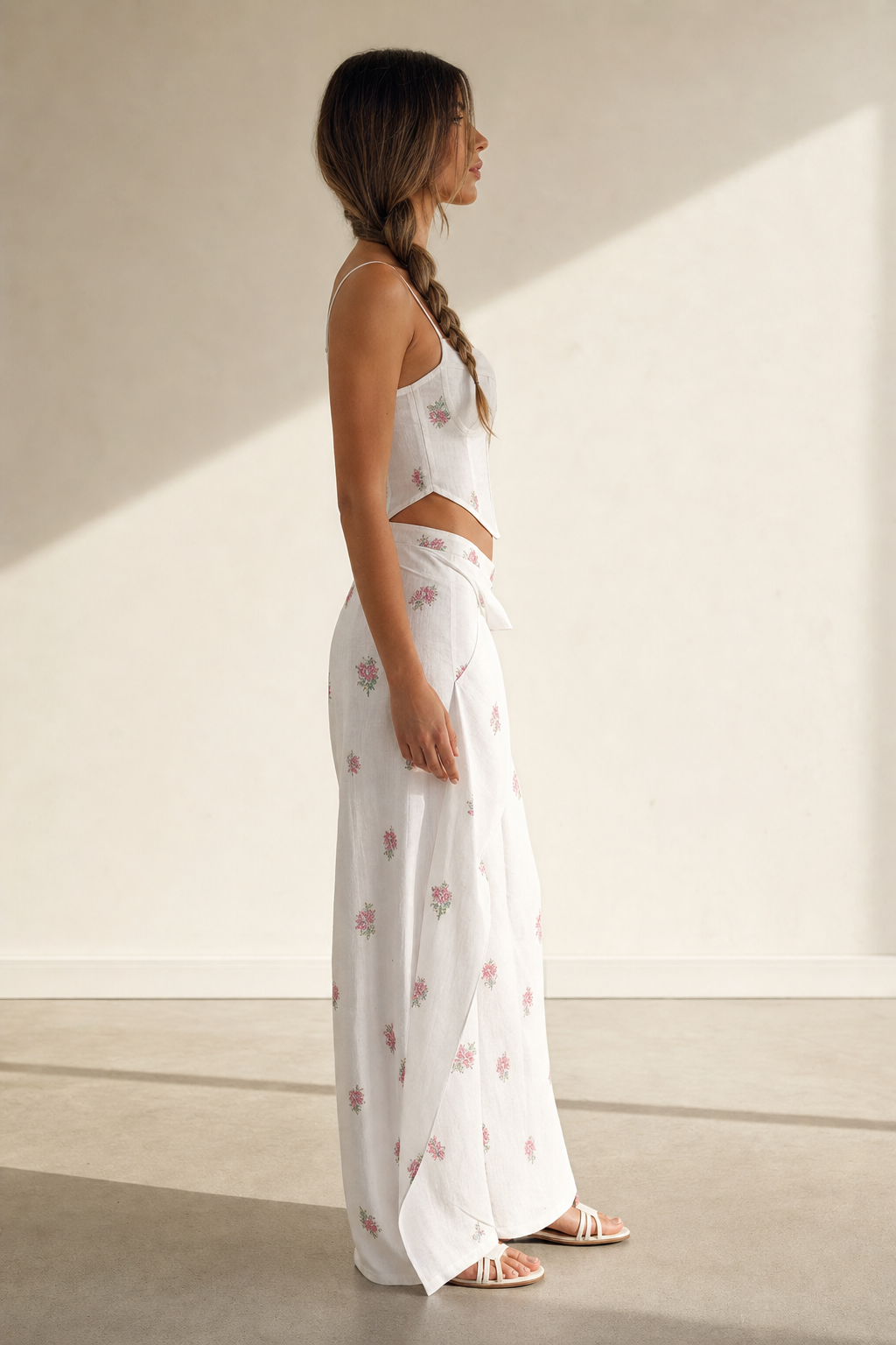 Completo Ricamato con Top Corsetto e Pantalone Palazzo