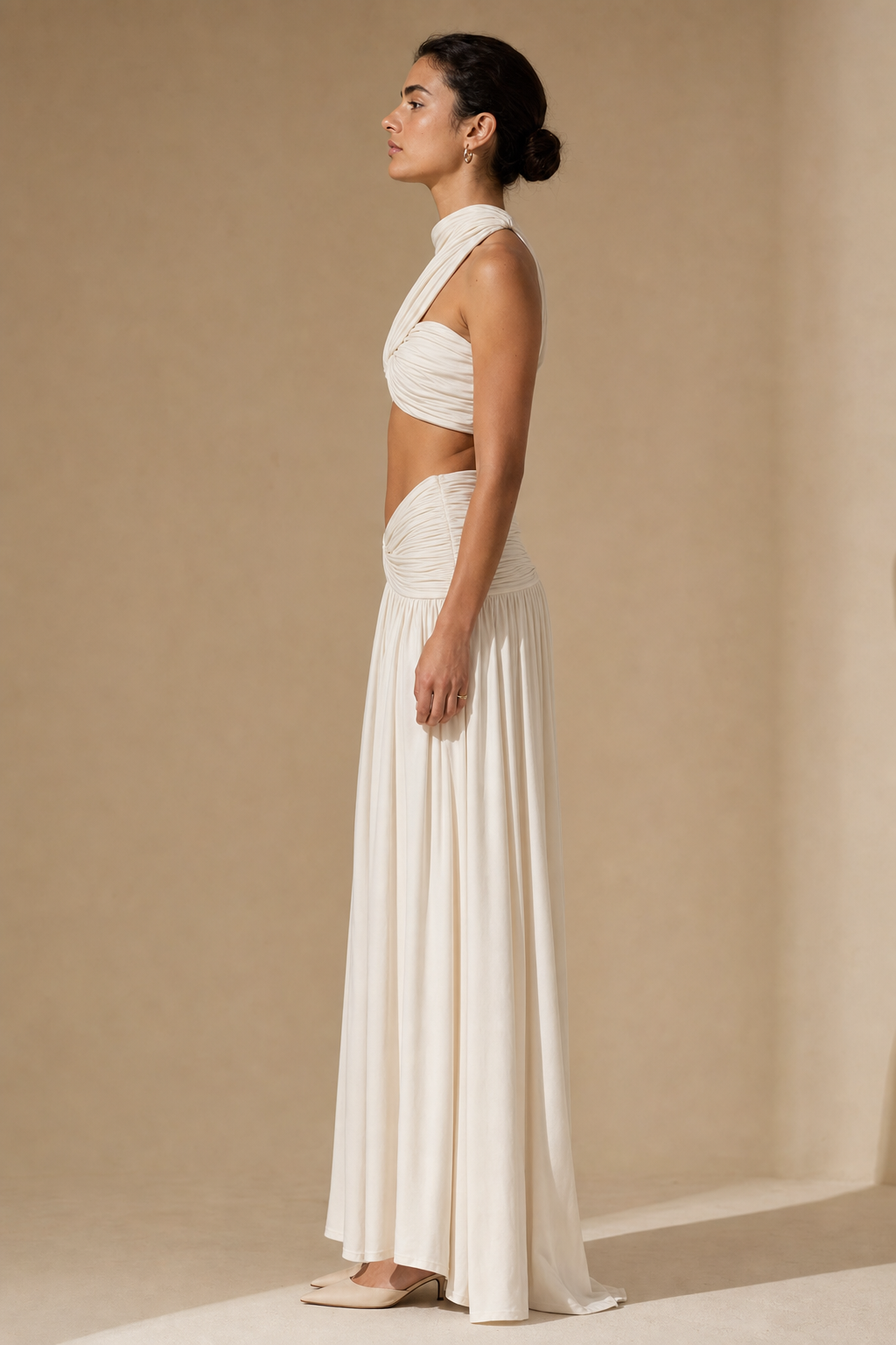 Completo Halter con Top Drappeggiato e Gonna Lunga